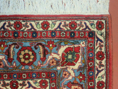Navy Blue Antique Persian Rug 7x11, Veramin Mina Khani Repeated Allover Pattern, Vintage Authentic Hand Knotted Handmade Wool Room Sized Carpet - Nuvé