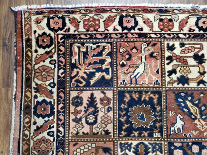 Antique Persian Bakhtiari Rug circa 1920s, Kheshti Panel Design, Wool, Hand-Knotted, 5'3" x 10' - Nuvé