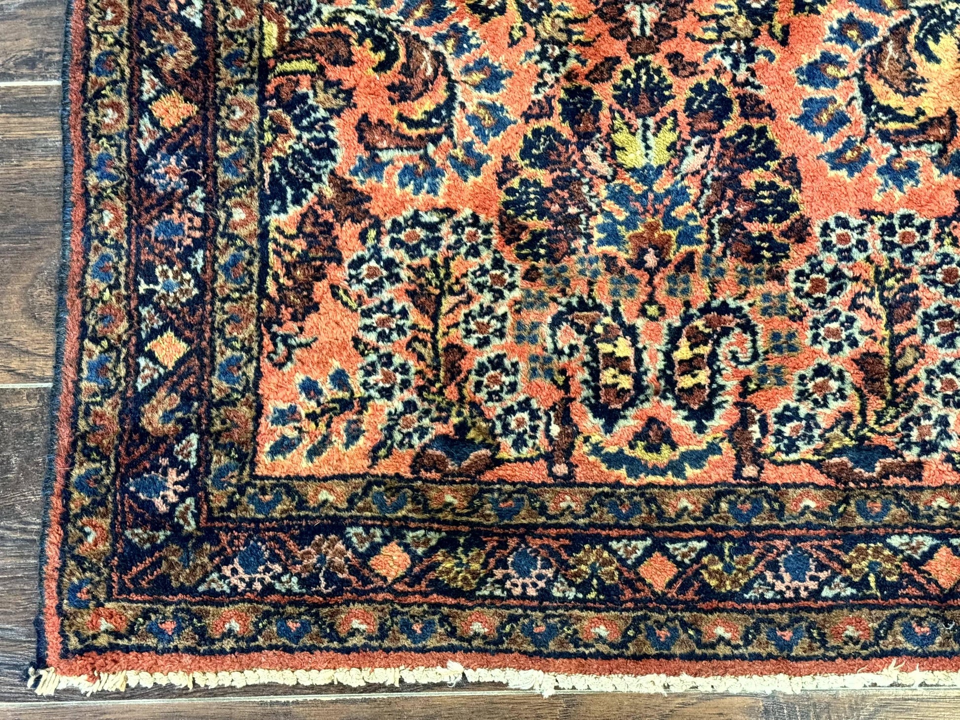 Antique Persian Lilihan Rug 2x4, Red, Floral, Wool, Handmade Lilian Persian Carpet - Nuvé