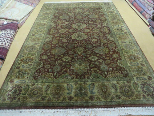 6' X 9' Handmade India Floral Oriental Wool Rug Carpet Tea Wash Red Hand Knotted - Nuvé
