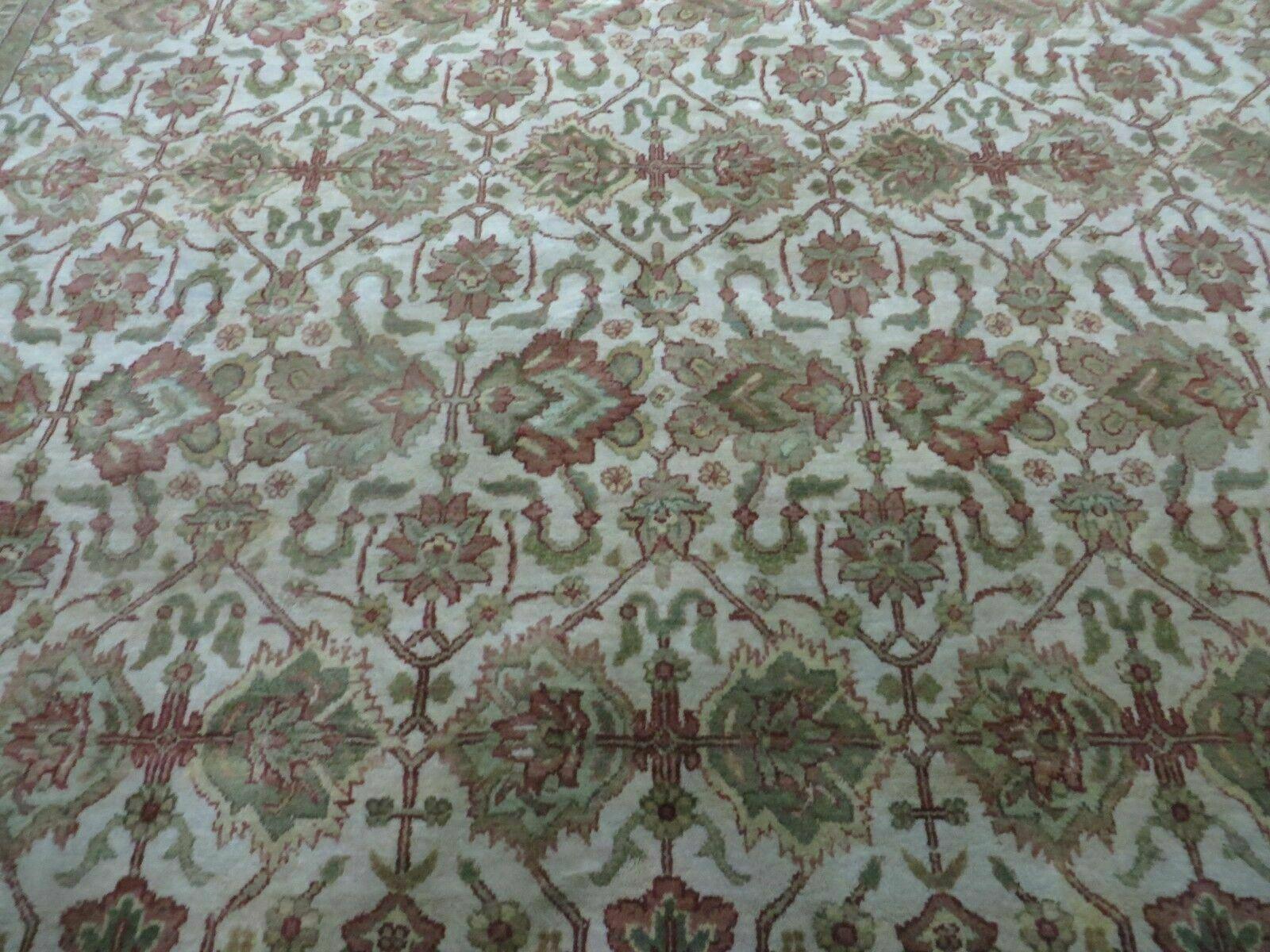 8' 5" X 12' Handmade India Agra Floral Oriental Wool Rug Tea Washed Carpet Nice - Nuvé