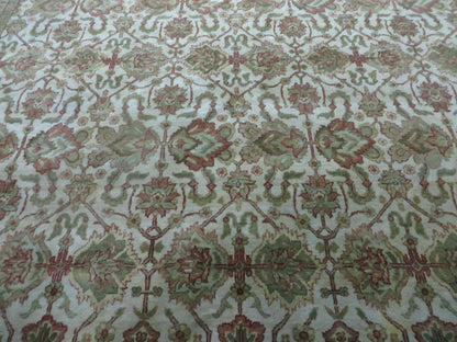 8' 5" X 12' Handmade India Agra Floral Oriental Wool Rug Tea Washed Carpet Nice - Nuvé
