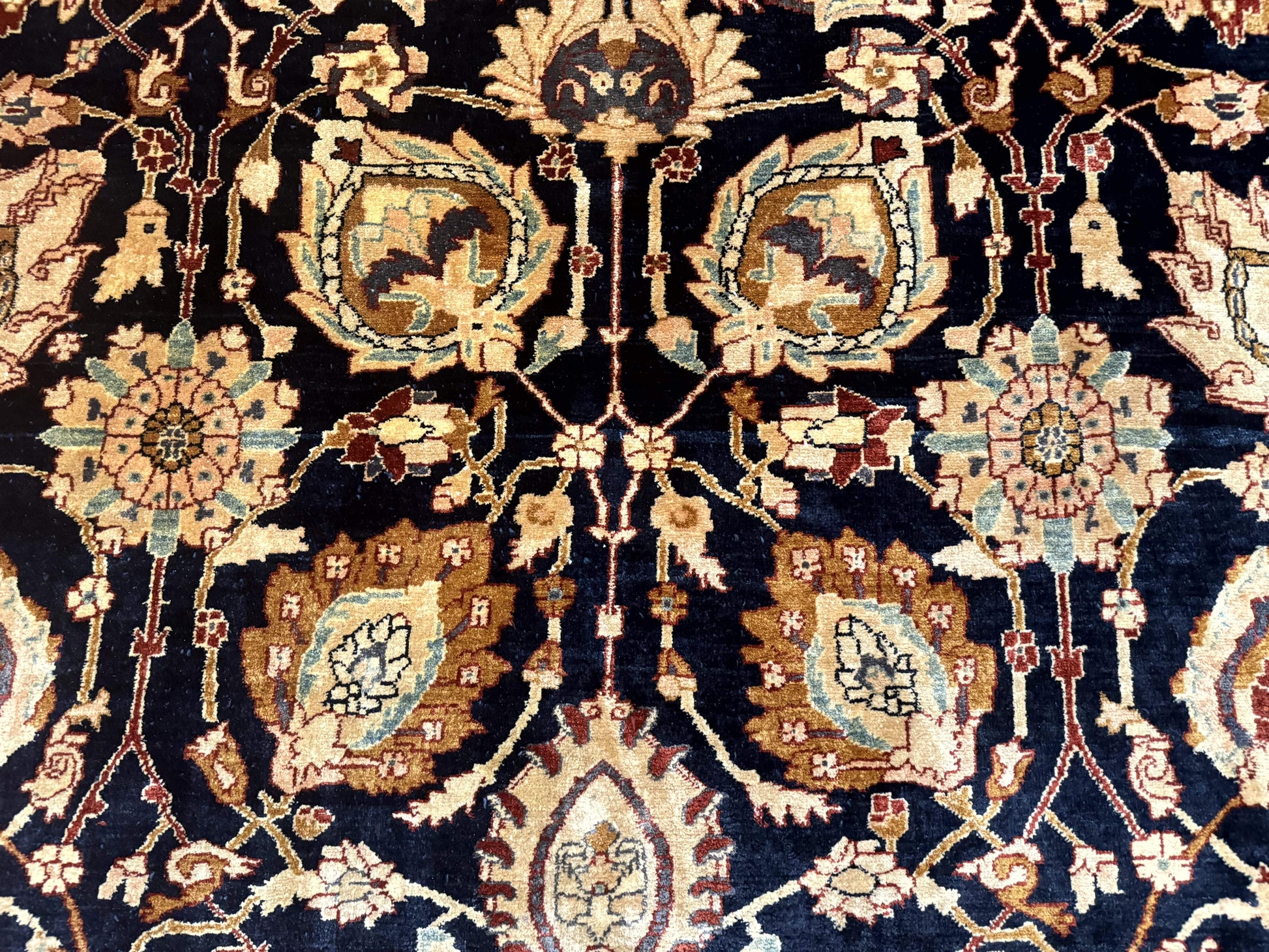 Pak Persian Bidjar Rug 10x13, Midnight Blue and Tan Pakistani Carpet - Nuvé