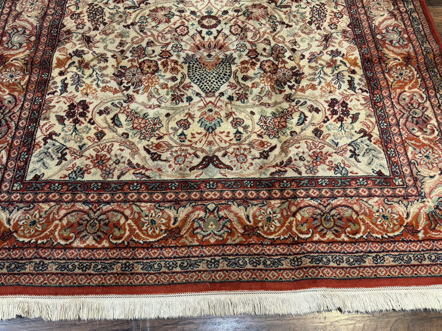 Antique Persian Rug 5x7, Allover Floral with Vases, Beige and Red, Belgian Power Loomed Rug, Vintage - Nuvé