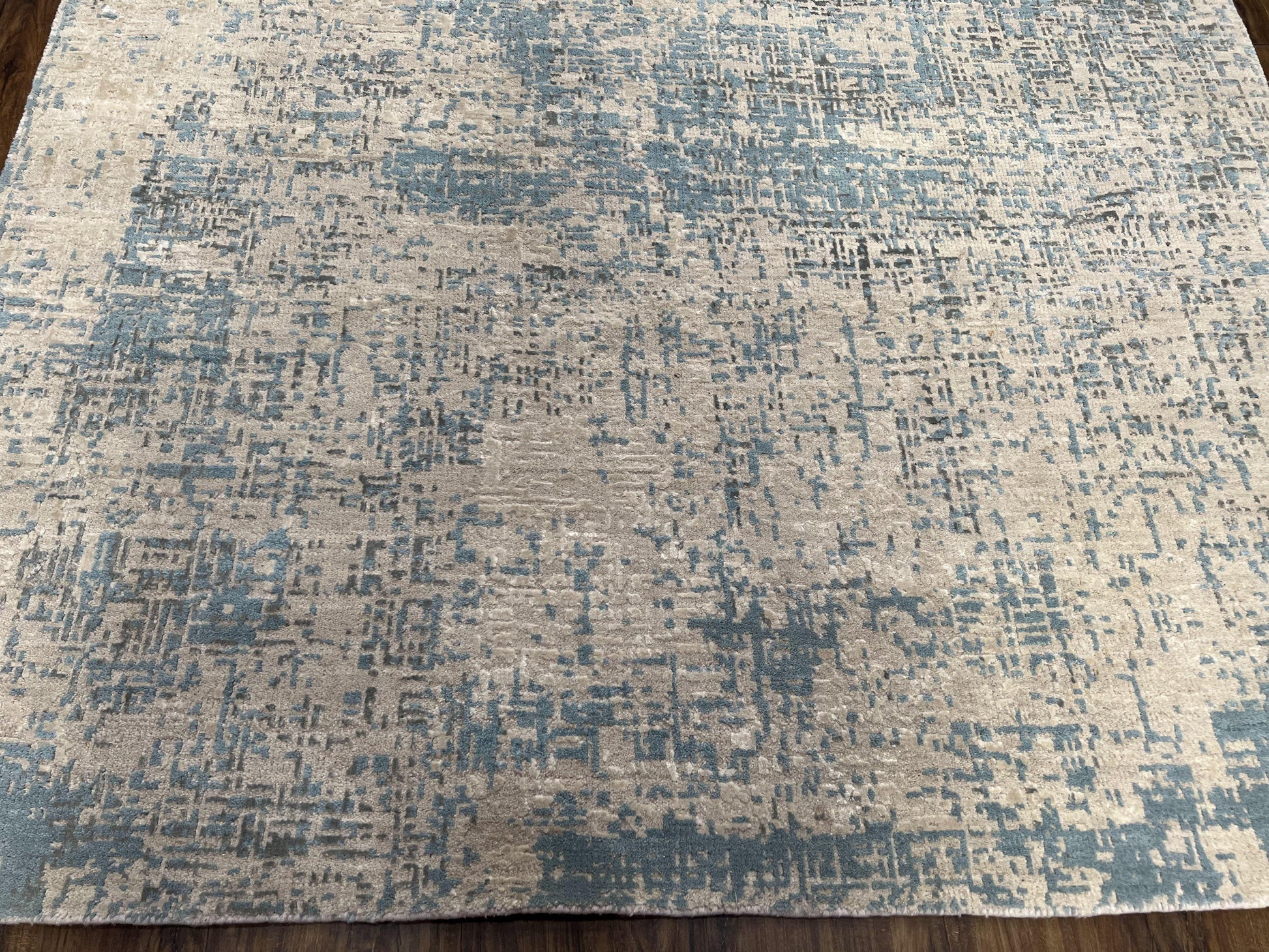 Modern Tibetan Rug 5x8 ft Light Blue and Gray Carpet, Contemporary Wool Rug, Handmade Nepali Rug, Raised Pattern, Tibet Area Rug, Nepal Rug - Nuvé