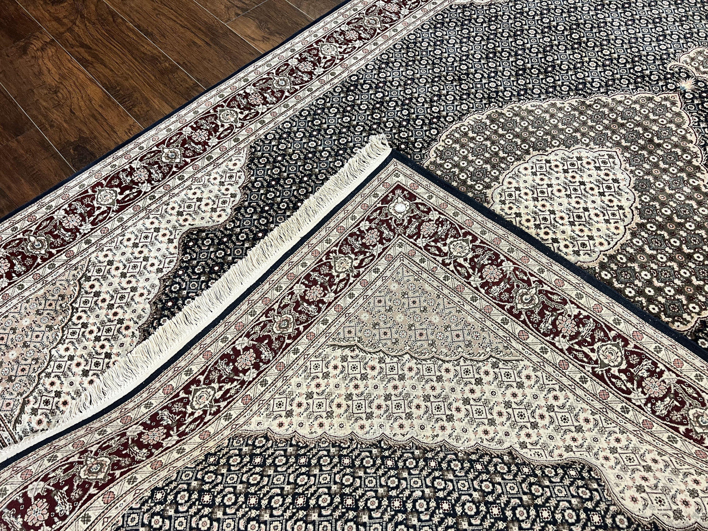 Sino Persian Rug 6x9, Herati Pattern, Vintage Handmade Hand Knotted Wool Oriental Carpet, Fine 6 x 9 Rug, Traditional Rug, Dark Blue Rug - Nuvé