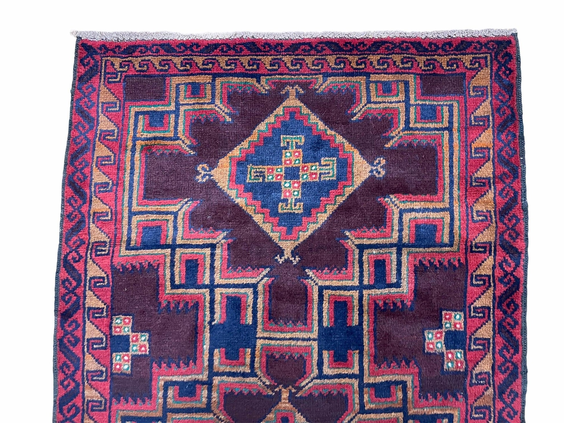 2'11" X 4'6" Vintage Handmade Tribal Wool Rug Balouchi Rug Afghan Rug Geometric - Nuvé