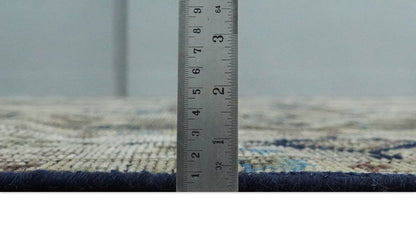 8x10 Antique look Brown, Beige and Blue Traditional Medallion wool Area Rug - Nuvé