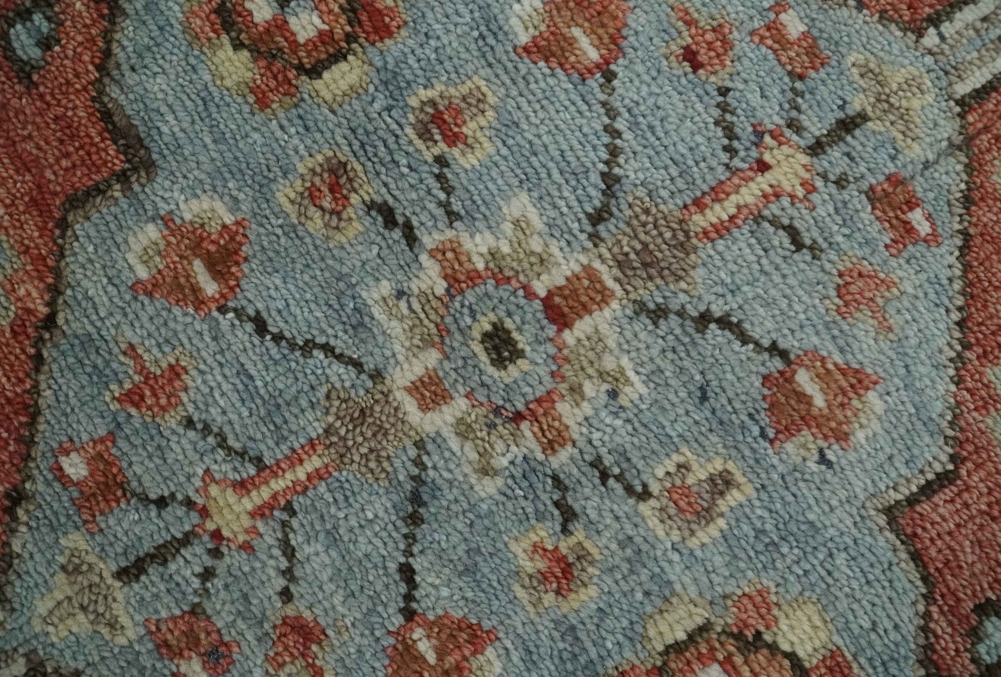 8x10 Antique look Traditional Floral Gray, Rust and Beige Hand knotted wool Area Rug - Nuvé