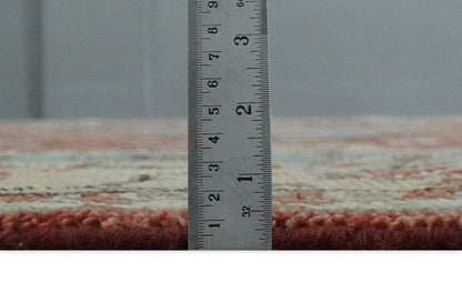 8x10 Antique look Traditional Floral Gray, Rust and Beige Hand knotted wool Area Rug - Nuvé