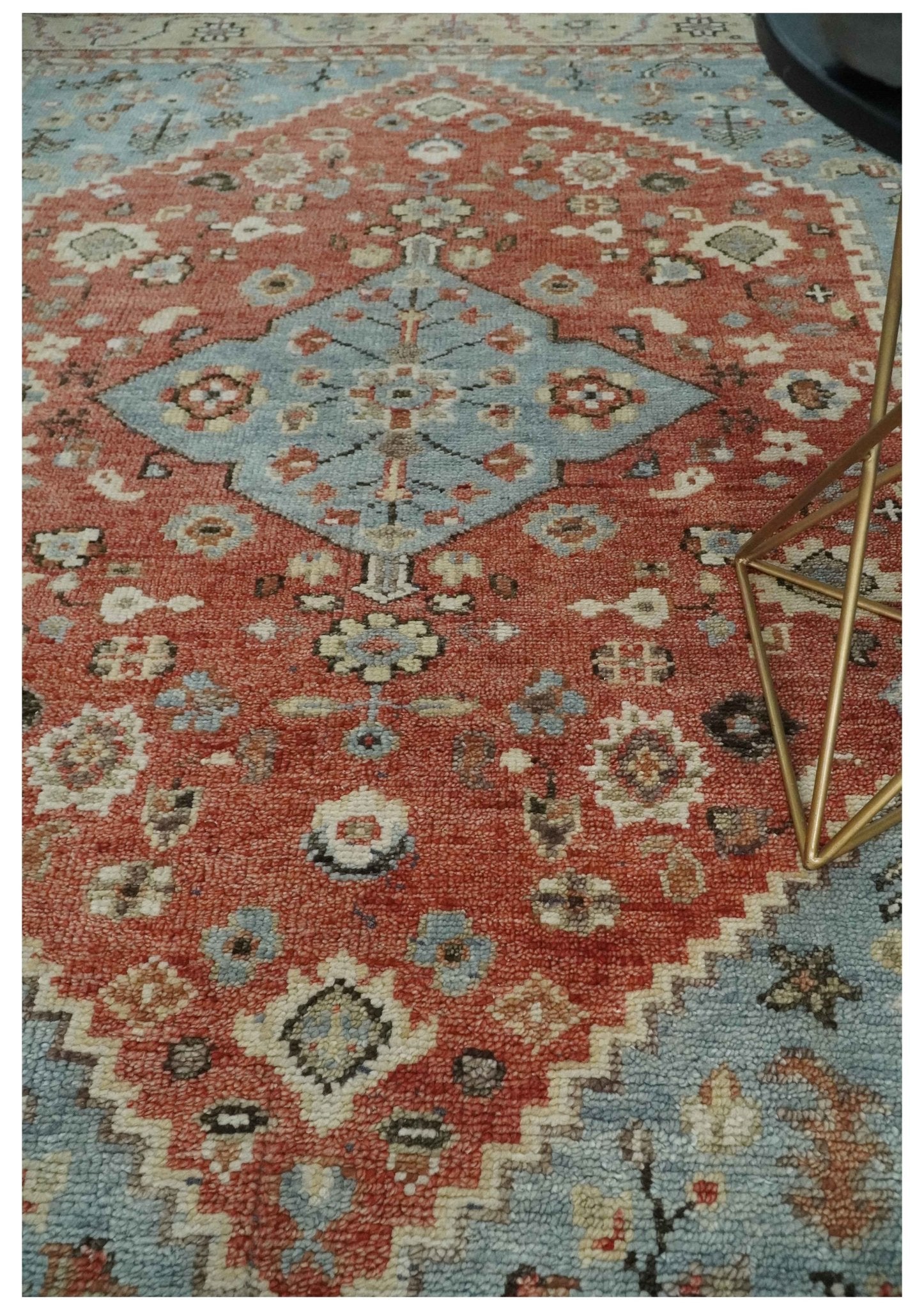 8x10 Antique look Traditional Floral Gray, Rust and Beige Hand knotted wool Area Rug - Nuvé