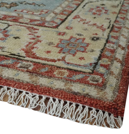 8x10 Antique look Traditional Floral Gray, Rust and Beige Hand knotted wool Area Rug - Nuvé