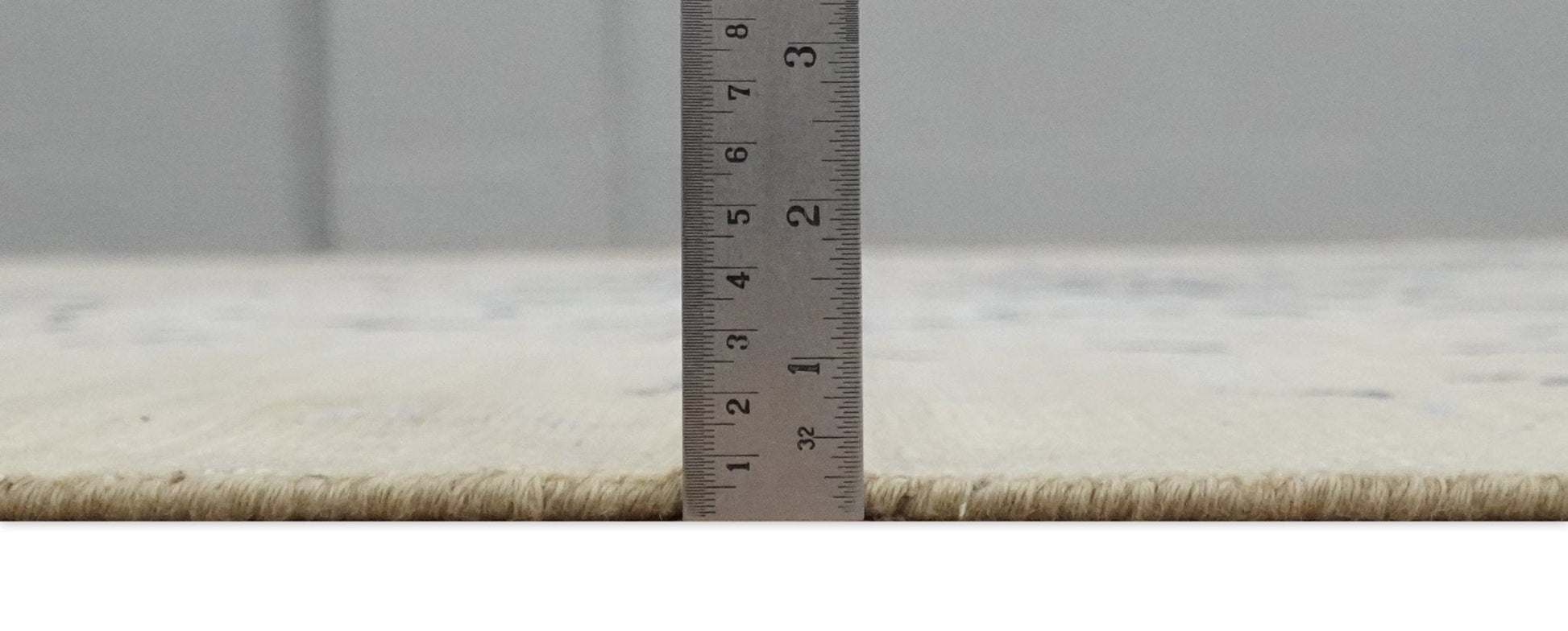 8x10 Beige, Blue and Silver Antique Style, Abstract Hand Knotted Low pile Wool Area Rug - Nuvé