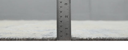 8x10 Beige, Charcoal and Silver Traditional Medallion Hand Knotted Wool and Bamboo Silk Area Rug - Nuvé