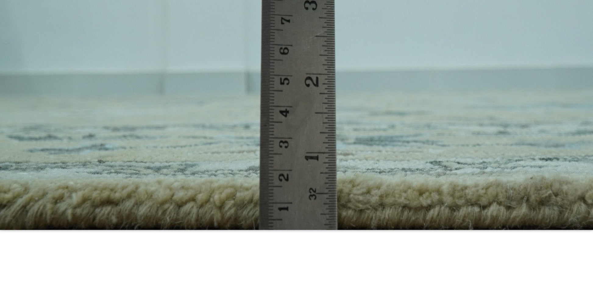 8x10 Beige, Ivory and Blue Hand Tufted Floral Oriental Oushak wool area rug - Nuvé