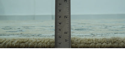 8x10 Beige, Ivory and Blue Hand Tufted Floral Oriental Oushak wool area rug - Nuvé