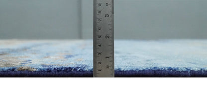 8x10 Blue, Beige and Brown Modern Abstract Hand Knotted wool and bamboo Silk Area Rug - Nuvé