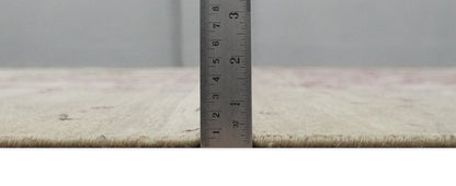 8x10 Camel and Purple Antique Style, Abstract Hand Knotted Low pile Wool Area Rug - Nuvé