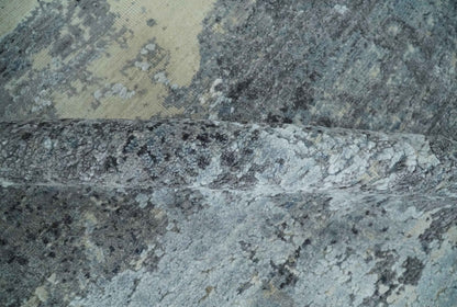 8x10 Charcoal, Beige and Gray Modern Abstract Distressed Finish High Low texture Hand Knotted Rug - Nuvé