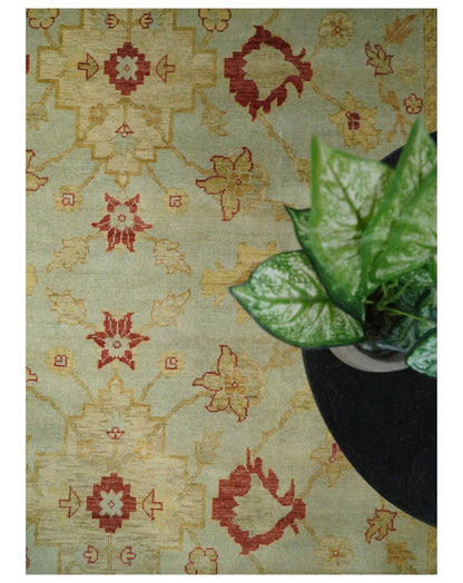 8x10 Fine Hand Knotted Beige and Rust Traditional Vintage Persian Antique Wool Rug | AGR36 - Nuvé