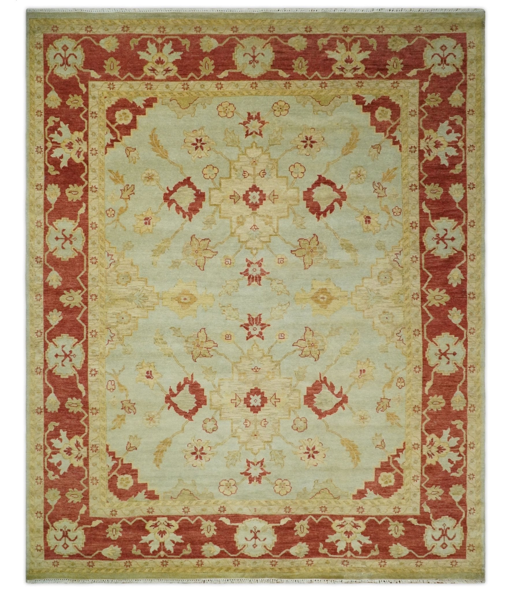 8x10 Fine Hand Knotted Beige and Rust Traditional Vintage Persian Antique Wool Rug | AGR36 - Nuvé