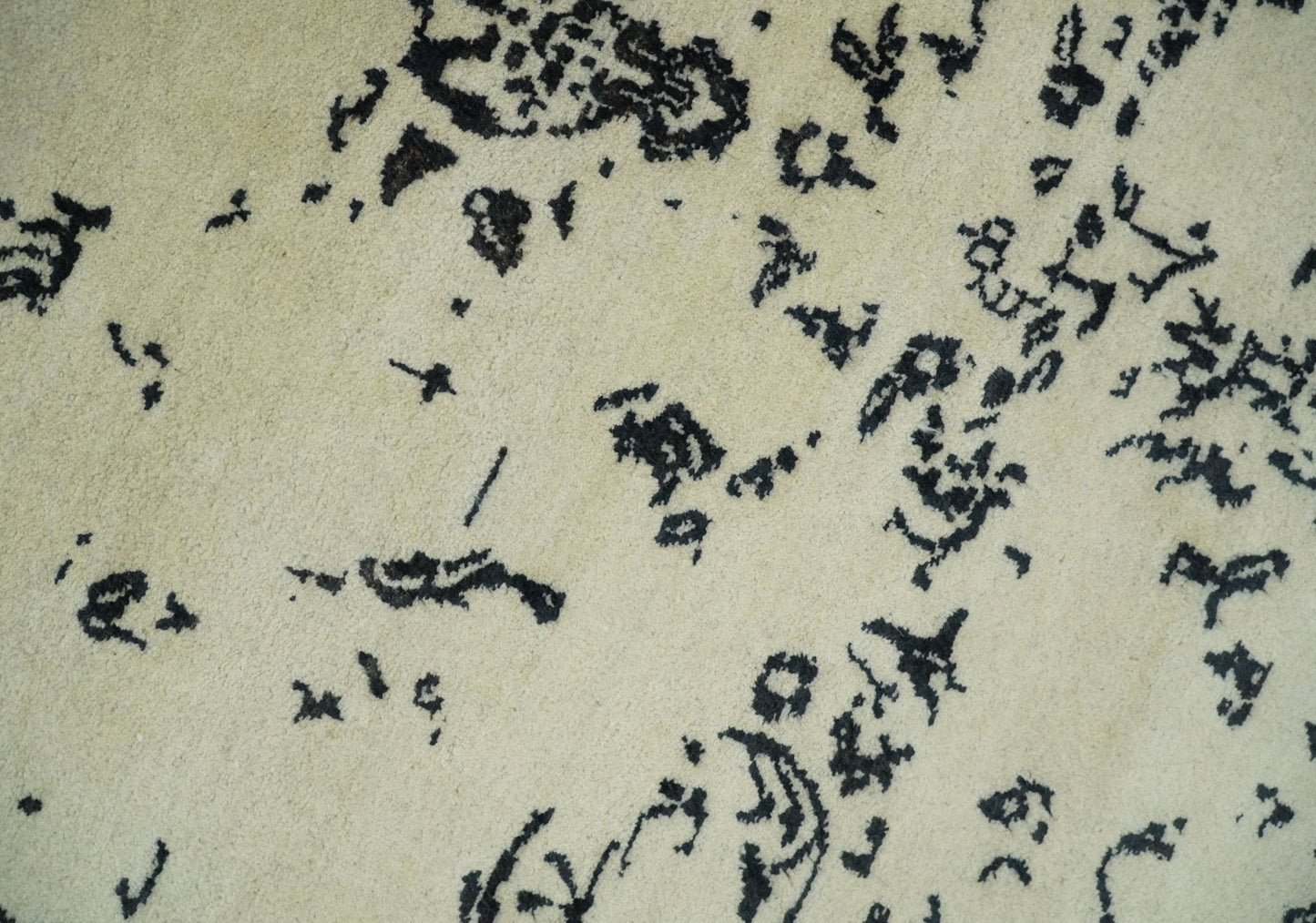 8x10 Fine Hand Knotted Beige and Black Traditional Vintage Persian Antique Wool Rug | AGR35 - Nuvé