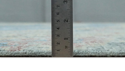 8x10 Fine Hand Knotted Beige and Blue Modern Abstract Style Antique Wool and Silk Area Rug | AGR37 - Nuvé