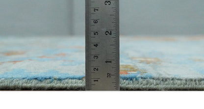 8x10 Fine Hand Knotted Beige and Blue Modern Abstract Style Antique Wool and Silk Area Rug | AGR43 - Nuvé