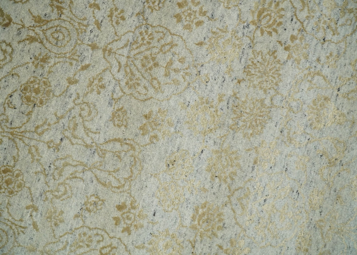 8x10 Fine Hand Knotted Beige and Gold Traditional Vintage Persian Style Antique Silk Rug | AGR21 - Nuvé