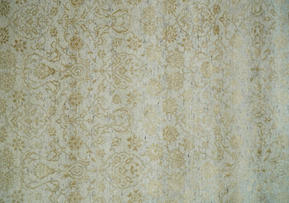 8x10 Fine Hand Knotted Beige and Gold Traditional Vintage Persian Style Antique Silk Rug | AGR21 - Nuvé