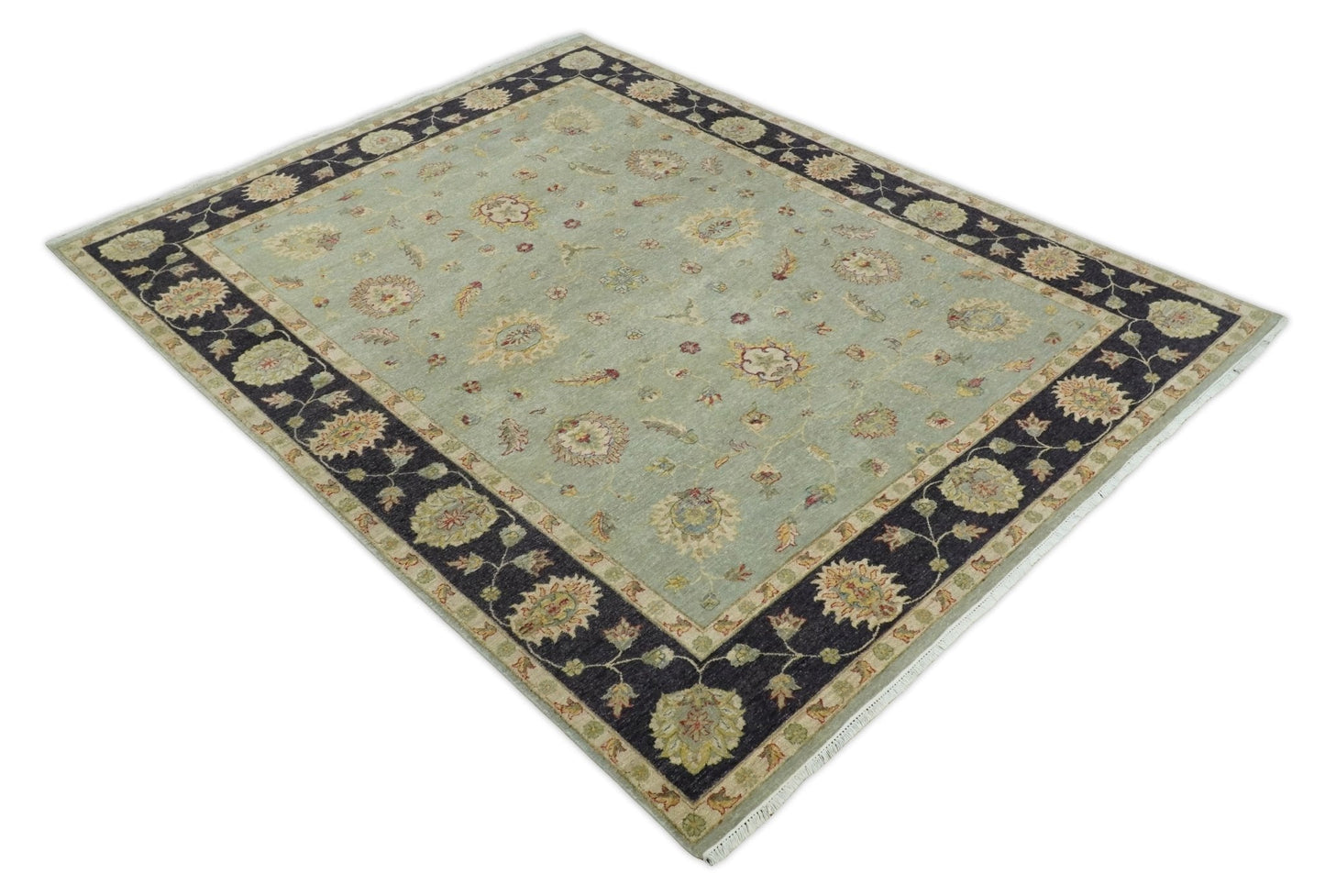 8x10 Fine Hand Knotted Silver and Black Muted Antique Traditional Vintage Persian Wool Rug | AGR45 - Nuvé