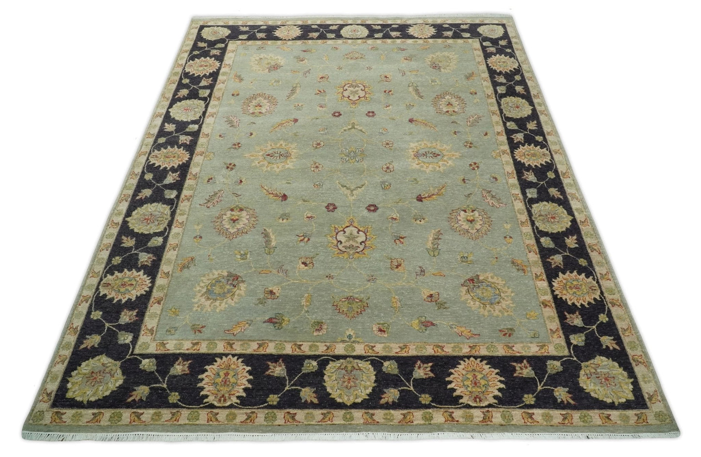 8x10 Fine Hand Knotted Silver and Black Muted Antique Traditional Vintage Persian Wool Rug | AGR45 - Nuvé