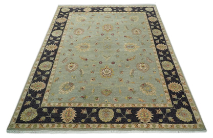 8x10 Fine Hand Knotted Silver and Black Muted Antique Traditional Vintage Persian Wool Rug | AGR45 - Nuvé