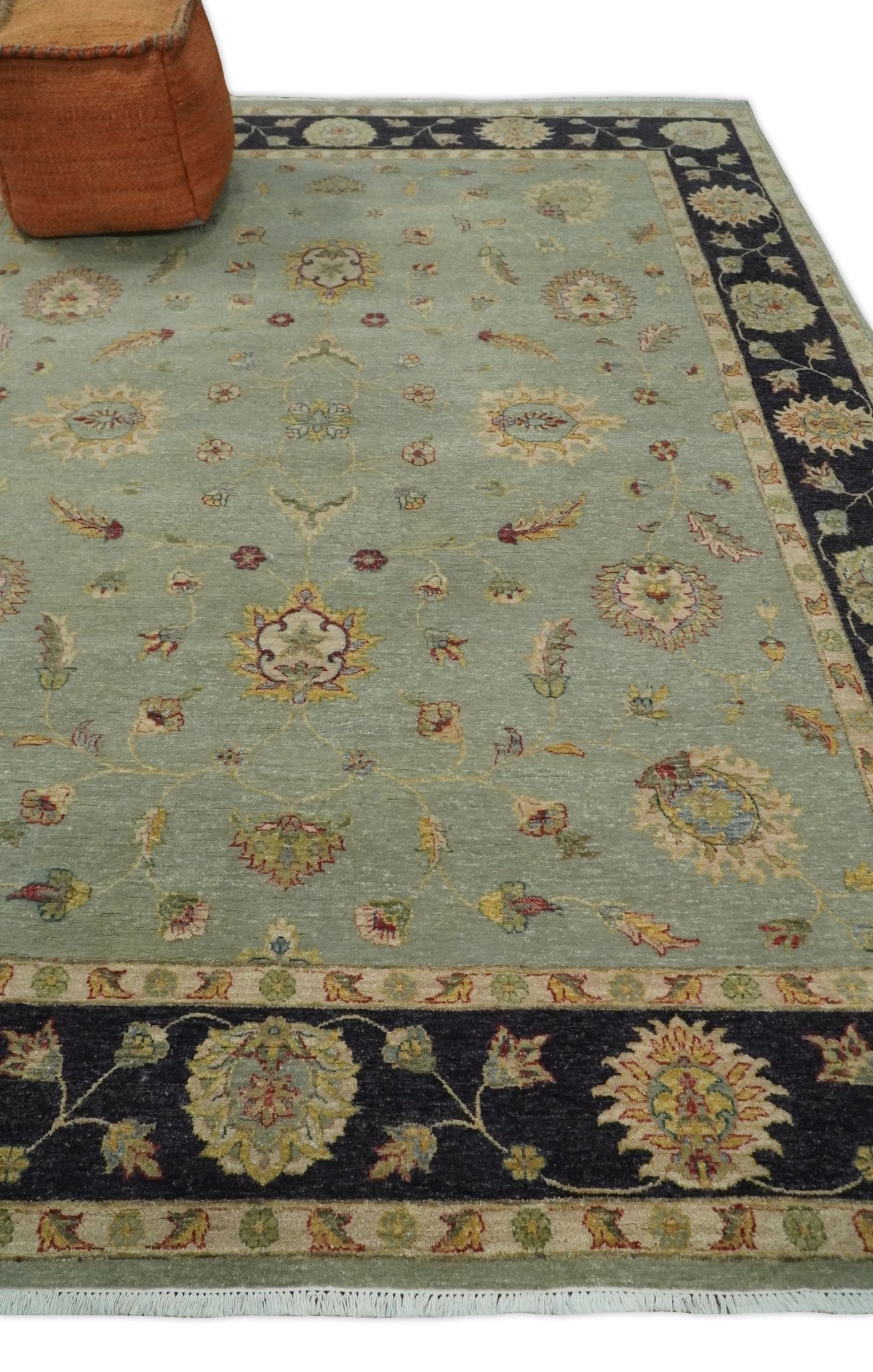 8x10 Fine Hand Knotted Silver and Black Muted Antique Traditional Vintage Persian Wool Rug | AGR45 - Nuvé