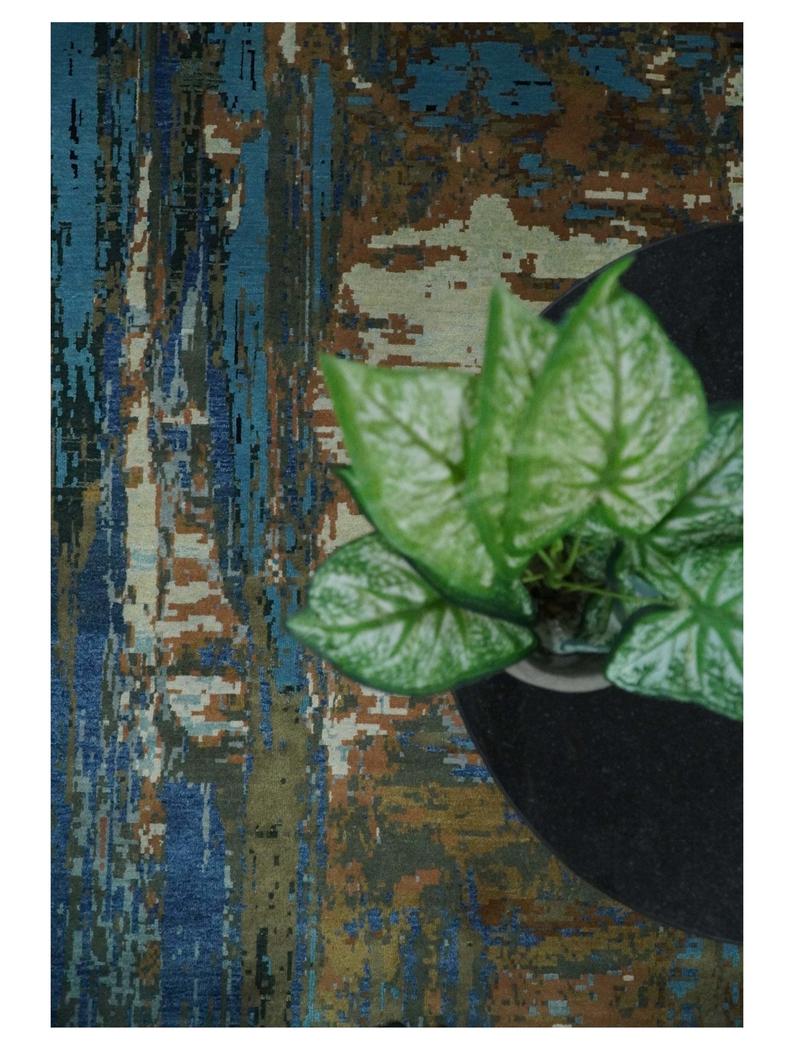 8x10 Fine Hand Knotted Blue and Brown Modern Abstract Wool Area Rug | AGR42 - Nuvé