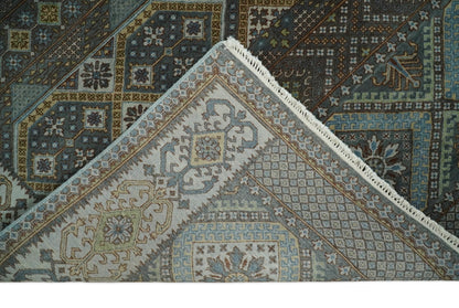 8x10 Fine Hand Knotted Brown and Blue Southwestern Traditional Antique Area Rug | AGR41 - Nuvé