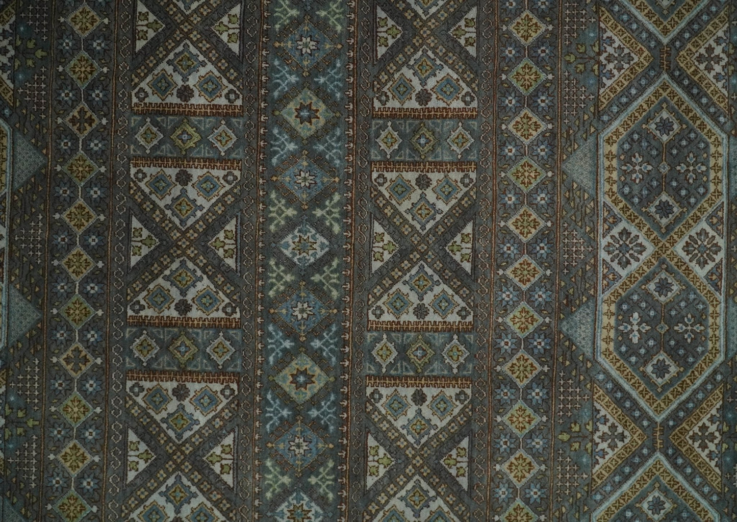 8x10 Fine Hand Knotted Brown and Blue Southwestern Traditional Antique Area Rug | AGR41 - Nuvé
