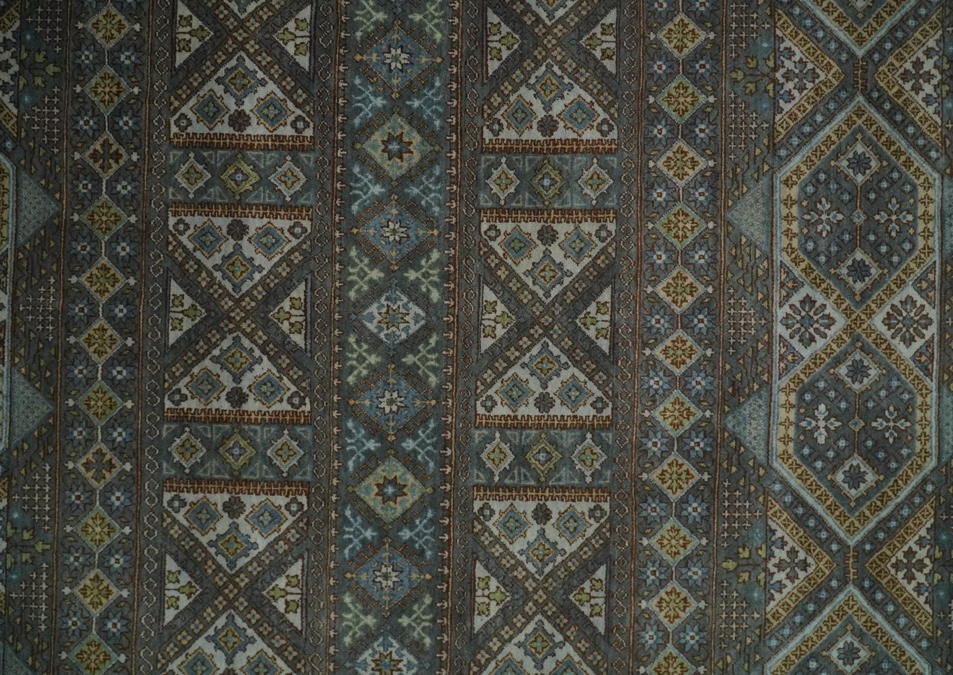 8x10 Fine Hand Knotted Brown and Blue Southwestern Traditional Antique Area Rug | AGR41 - Nuvé