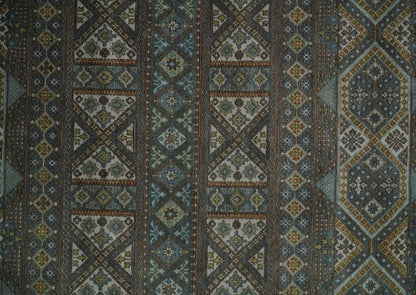 8x10 Fine Hand Knotted Brown and Blue Southwestern Traditional Antique Area Rug | AGR41 - Nuvé