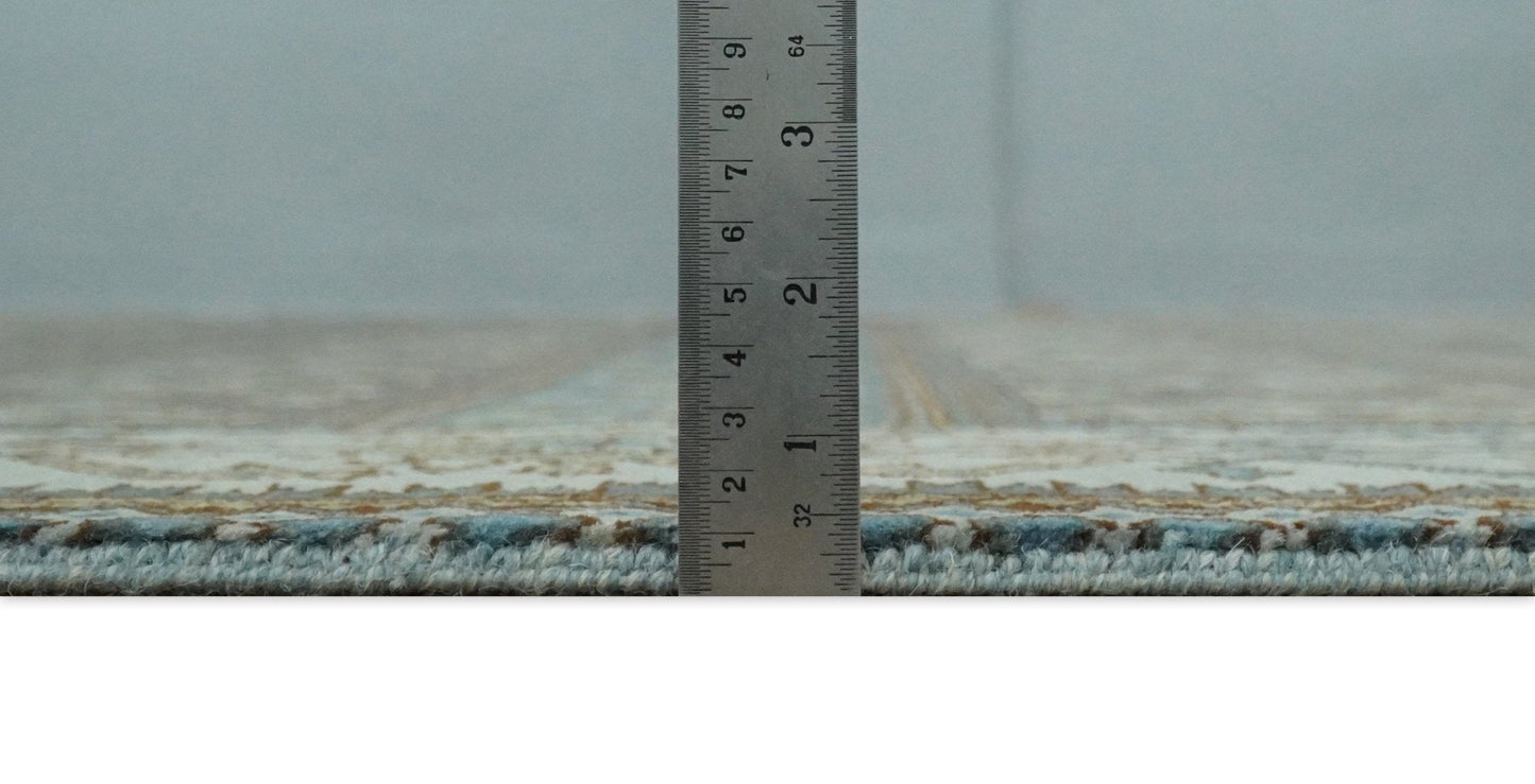 8x10 Fine Hand Knotted Brown and Blue Southwestern Traditional Antique Area Rug | AGR41 - Nuvé