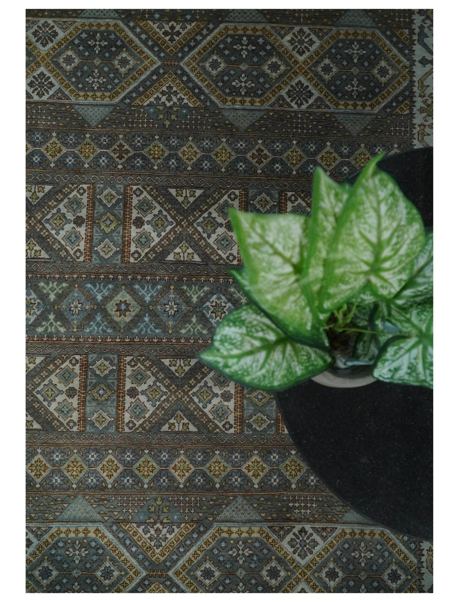 8x10 Fine Hand Knotted Brown and Blue Southwestern Traditional Antique Area Rug | AGR41 - Nuvé