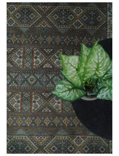 8x10 Fine Hand Knotted Brown and Blue Southwestern Traditional Antique Area Rug | AGR41 - Nuvé