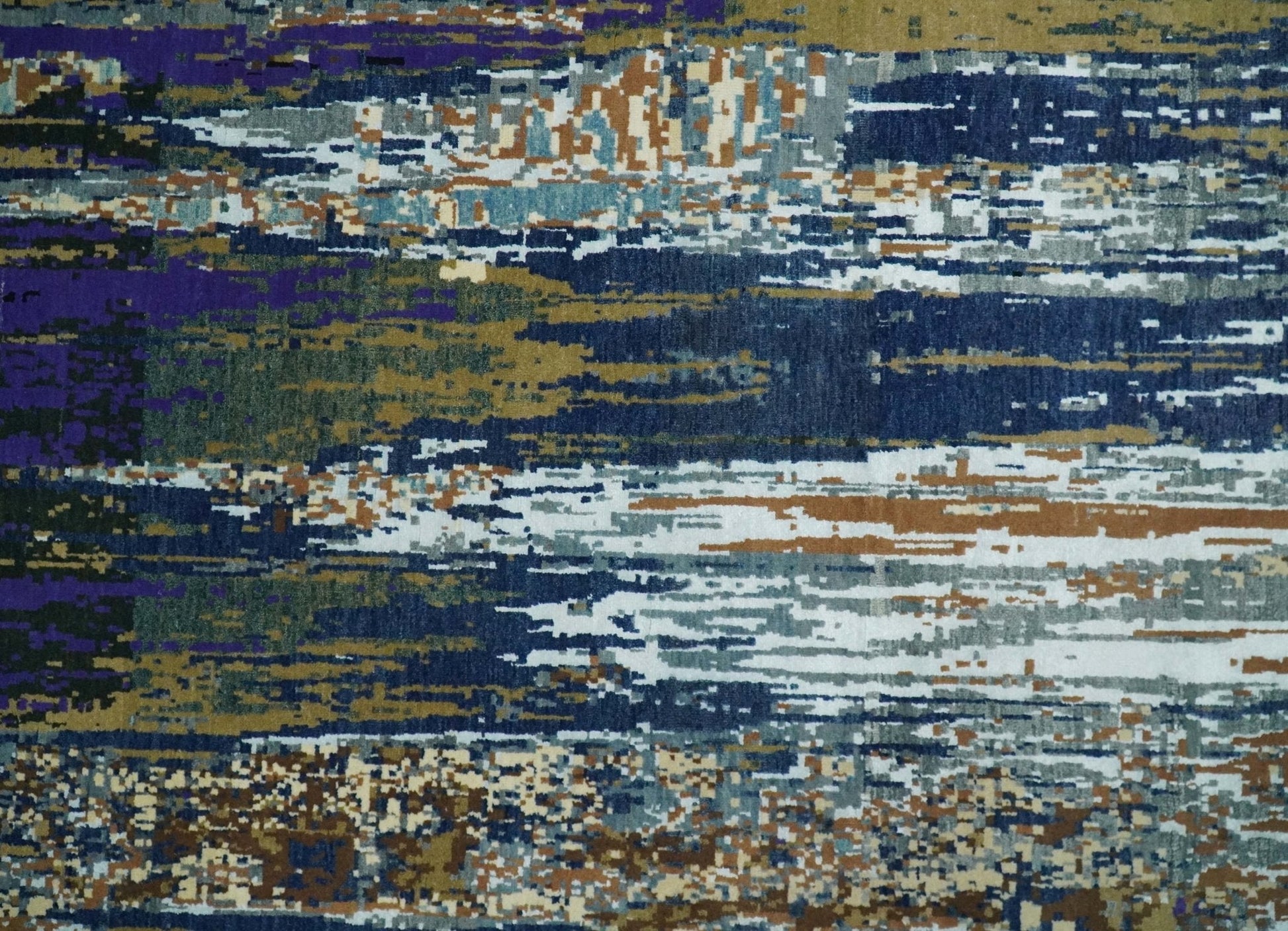 8x10 Fine Hand Knotted Brown Multicolor Modern Abstract Wool and Bamboo Silk Area Rug | AGR19 - Nuvé