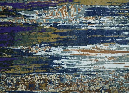 8x10 Fine Hand Knotted Brown Multicolor Modern Abstract Wool and Bamboo Silk Area Rug | AGR19 - Nuvé