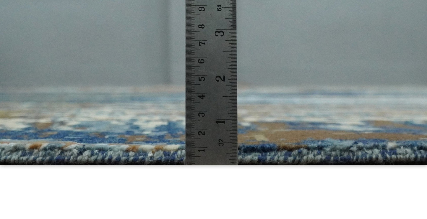 8x10 Fine Hand Knotted Brown Multicolor Modern Abstract Wool and Bamboo Silk Area Rug | AGR19 - Nuvé