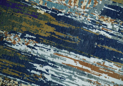 8x10 Fine Hand Knotted Brown Multicolor Modern Abstract Wool and Bamboo Silk Area Rug | AGR19 - Nuvé