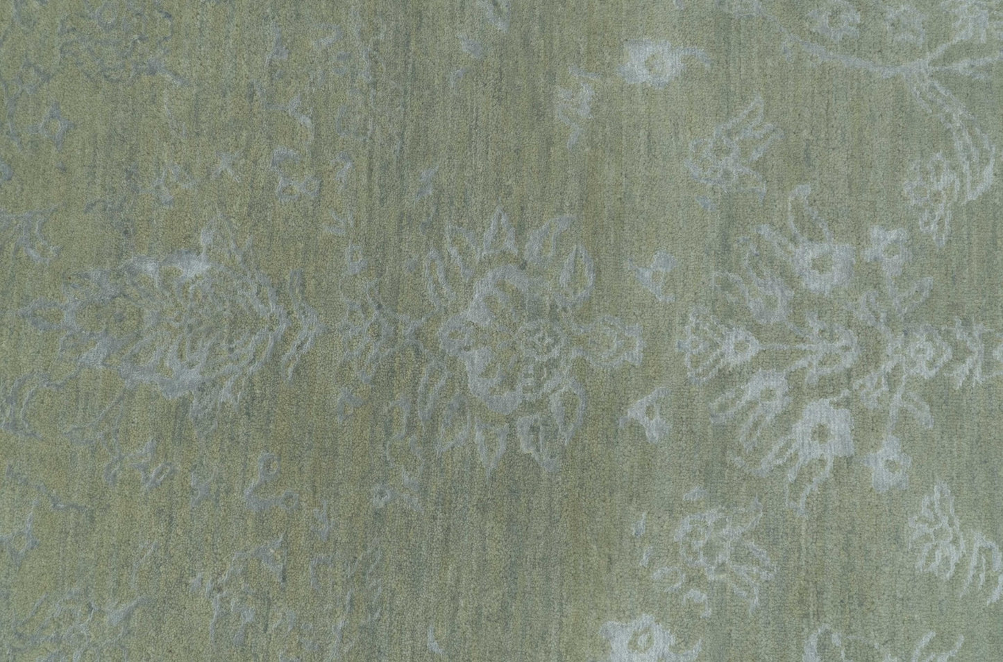 8X10 Fine Hand Knotted Green And Gray Modern abstract Design Wool and Art Silk Rug - Nuvé