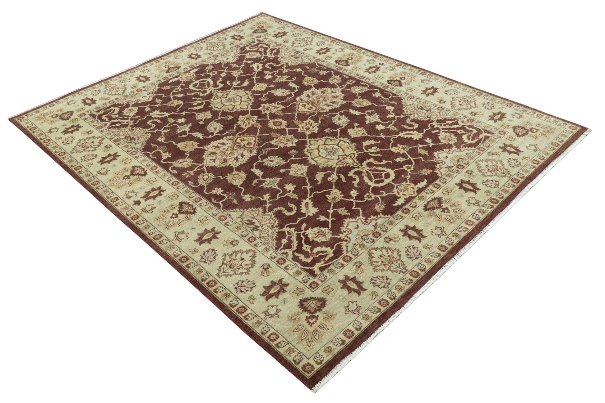 8X10 Fine Hand Knotted Rust And Gold Traditional Design Wool Rug - Nuvé