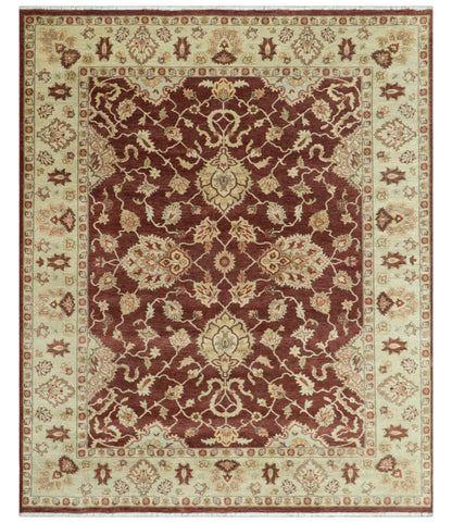 8X10 Fine Hand Knotted Rust And Gold Traditional Design Wool Rug - Nuvé