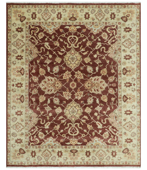 8X10 Fine Hand Knotted Rust And Gold Traditional Design Wool Rug - Nuvé